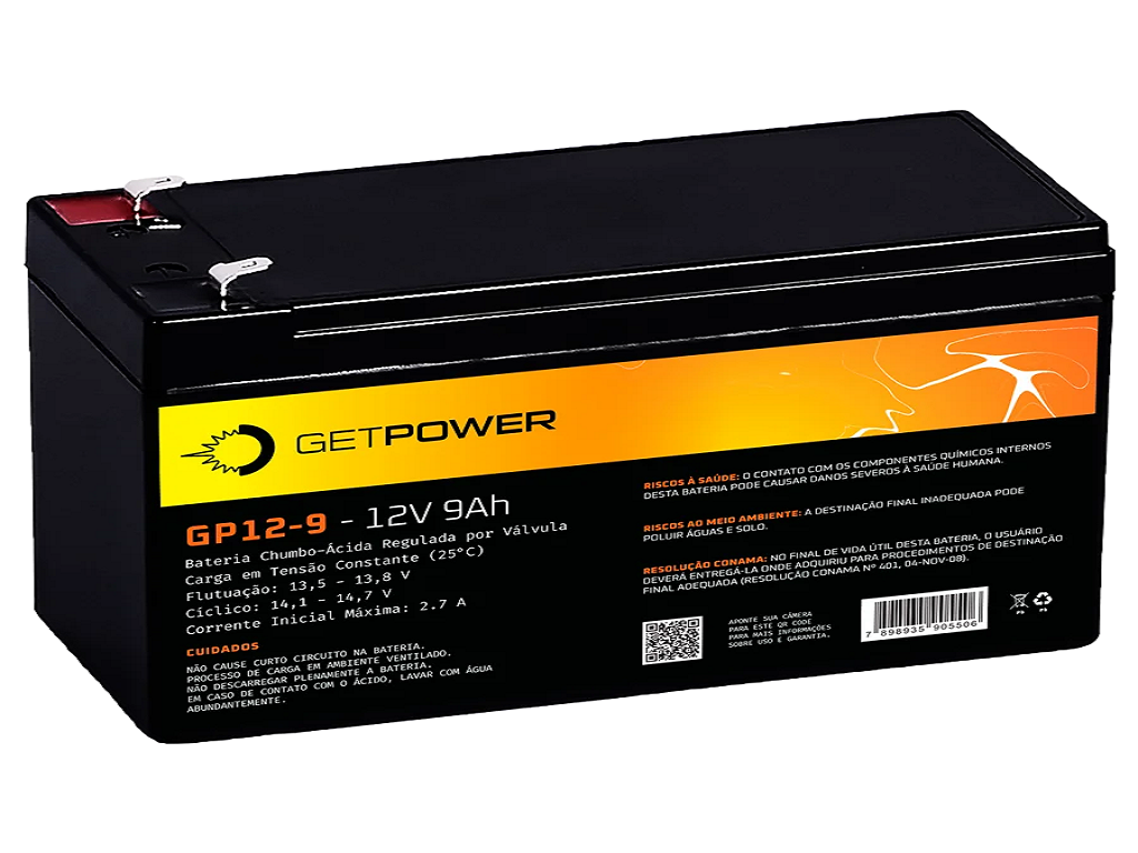 Bateria Estacionária VRLA ( AGM ) GetPower 12V – 9Ah – GP12-9 ( Selada )