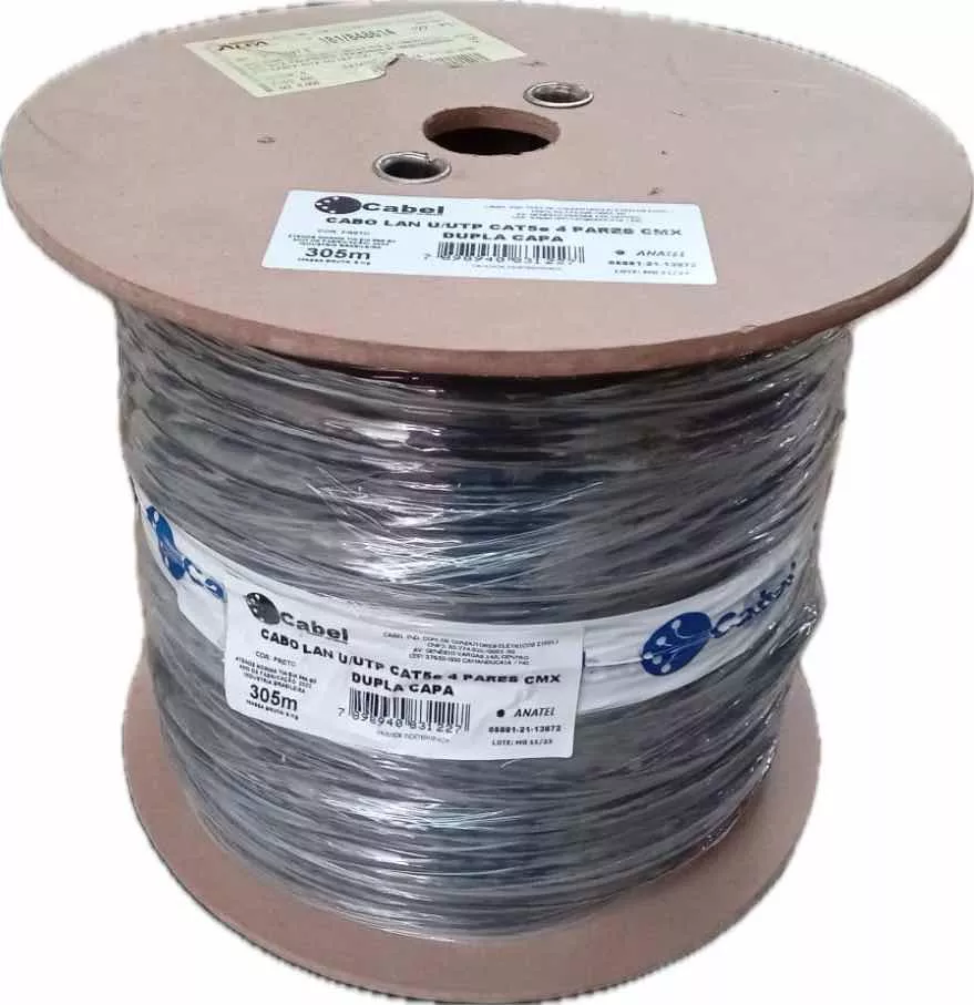 Cabo De Rede Utp 100% Cobre Cat5e Dupla Capa 305m